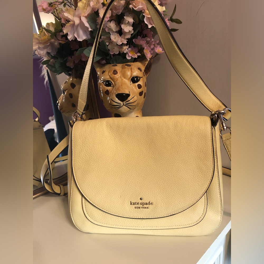 Kate Spade Yellow Kailee Medium Flap Shoulder Bag used but good condition